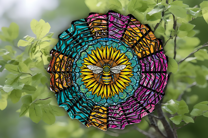 Digital Sublimation Designs - Wind Spinner Wraps — Sublimatable Windspinner — Sunflower Bee