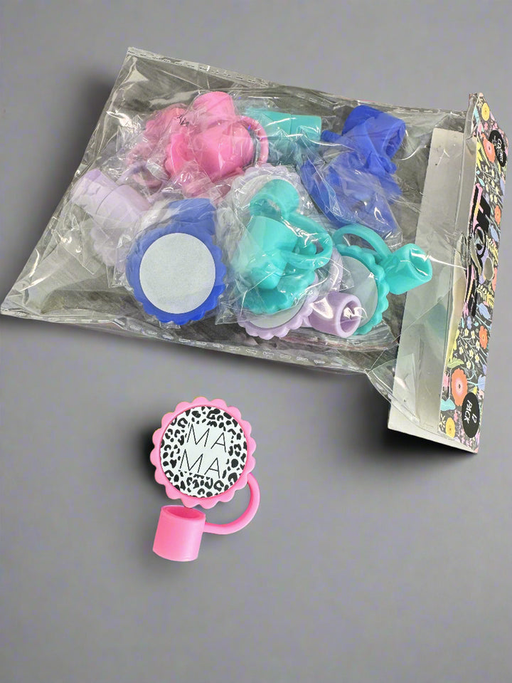 Sublimatable Floral Straw Cap - 12 Pack - package front view | drinkware straw accessory
