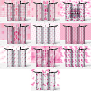 ASSORTED READY TO PRESS SUBLIMATION PRINTS FOR 20oz STRAIGHT SKINNY TUMBLERS (10 PACK) - BREAST CANCER AWARENESS 2