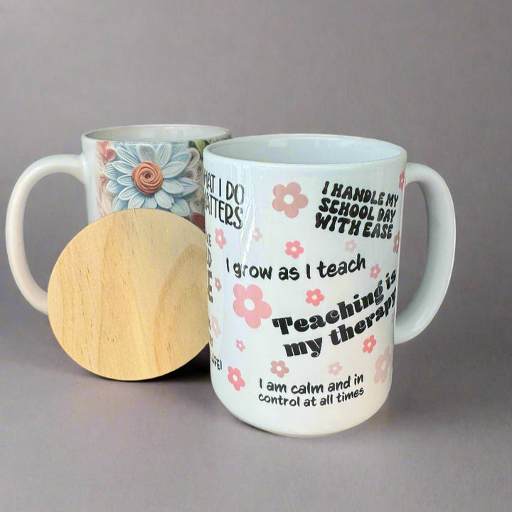 Sublimatable Bamboo Lid for 15oz Ceramic Mug - color option | replacement tumbler lid