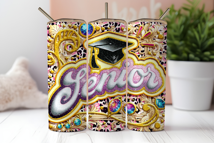 Digital Sublimation Designs - Graduation Tumbler Wraps — 20oz Skinny — Bejeweled Senior