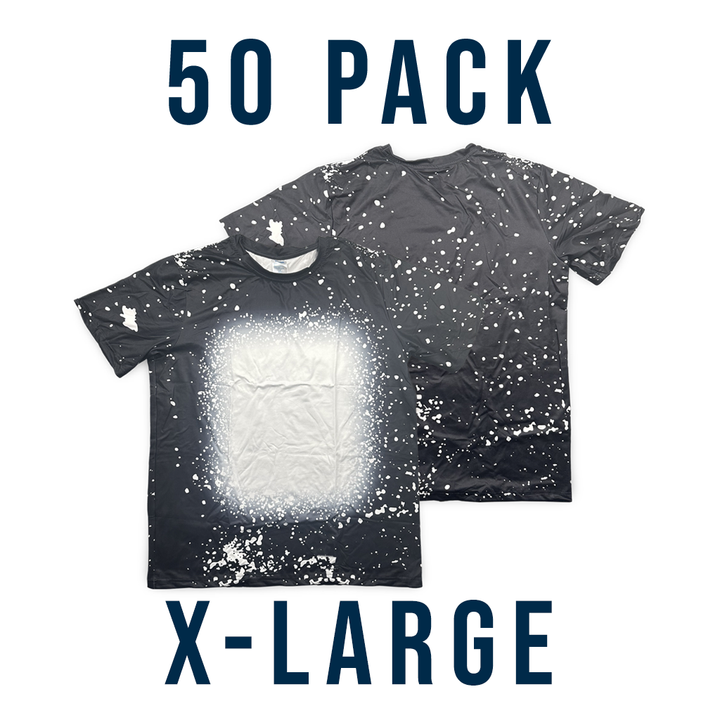 Bulk Deal: Lot of 50 Sublimatable Bleached T-shirts - front view | sublimatable apparel blank