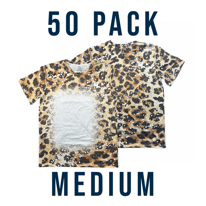 Bulk Deal: Lot of 50 Sublimatable Bleached T-shirts - close-up | sublimatable apparel blank
