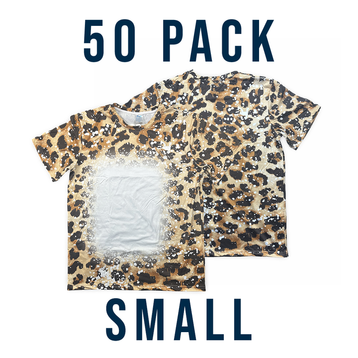 Bulk Deal: Lot of 50 Sublimatable Bleached T-shirts - side view | sublimatable apparel blank