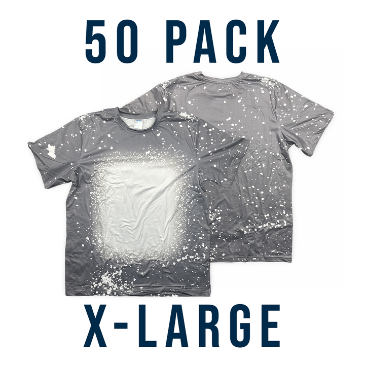 Bulk Deal: Lot of 50 Sublimatable Bleached T-shirts - top view | sublimatable apparel blank