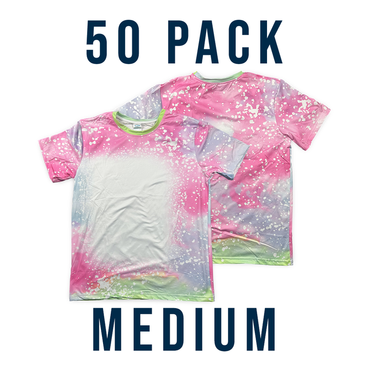 Bulk Deal: Lot of 50 Sublimatable Bleached T-shirts - lifestyle view | sublimatable apparel blank