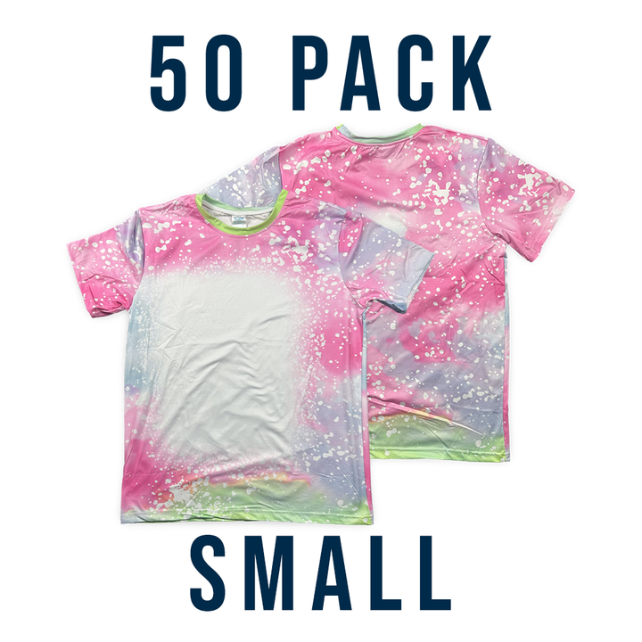 Bulk Deal: Lot of 50 Sublimatable Bleached T-shirts - package view | sublimatable apparel blank