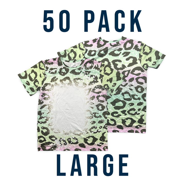 Bulk Deal: Lot of 50 Sublimatable Bleached T-shirts - bottom view | sublimatable apparel blank