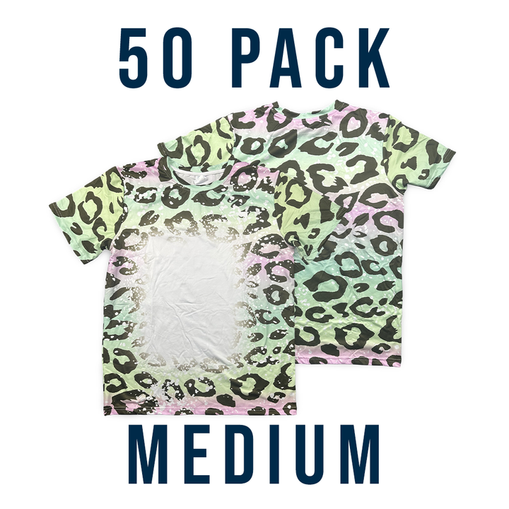 Bulk Deal: Lot of 50 Sublimatable Bleached T-shirts - back view | sublimatable apparel blank