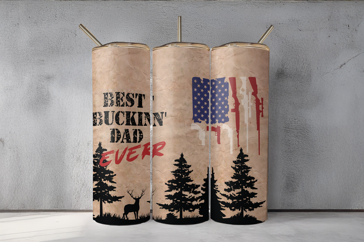 Digital Sublimation Designs - Father's Day 2025 Tumbler Wraps — 30oz Skinny — Best Buckin' Dad