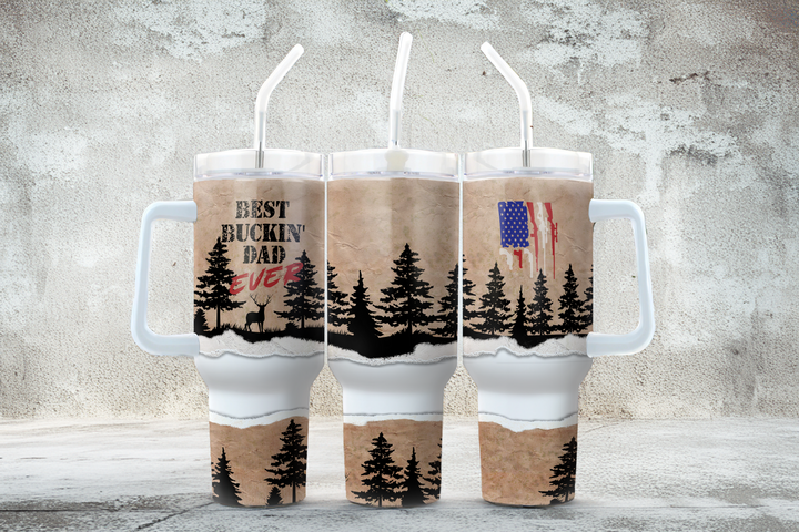 Digital Sublimation Designs - Father's Day 2025 Tumbler Wraps — 40oz Traveler — Best Buckin' Dad