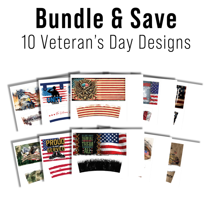 Digital Sublimation Designs - Veteran's Day Tumbler Wraps — 40oz Big Swig — Bundle and Save (All 10 Designs)