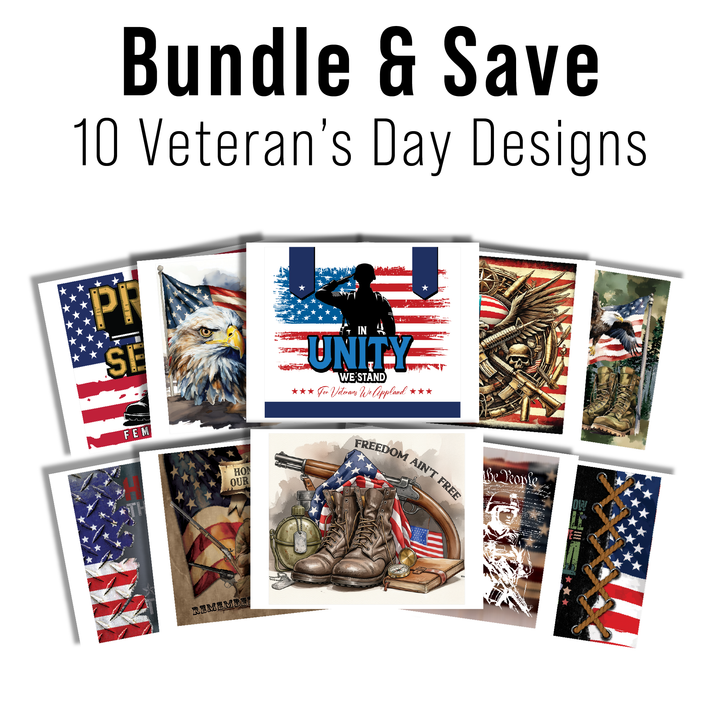 Digital Sublimation Designs - Veteran's Day Tumbler Wraps — 20oz Skinny — Bundle and Save (All 10 Designs)