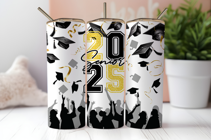 Digital Sublimation Designs - Graduation Tumbler Wraps — 20oz Skinny — Confetti Cap Toss