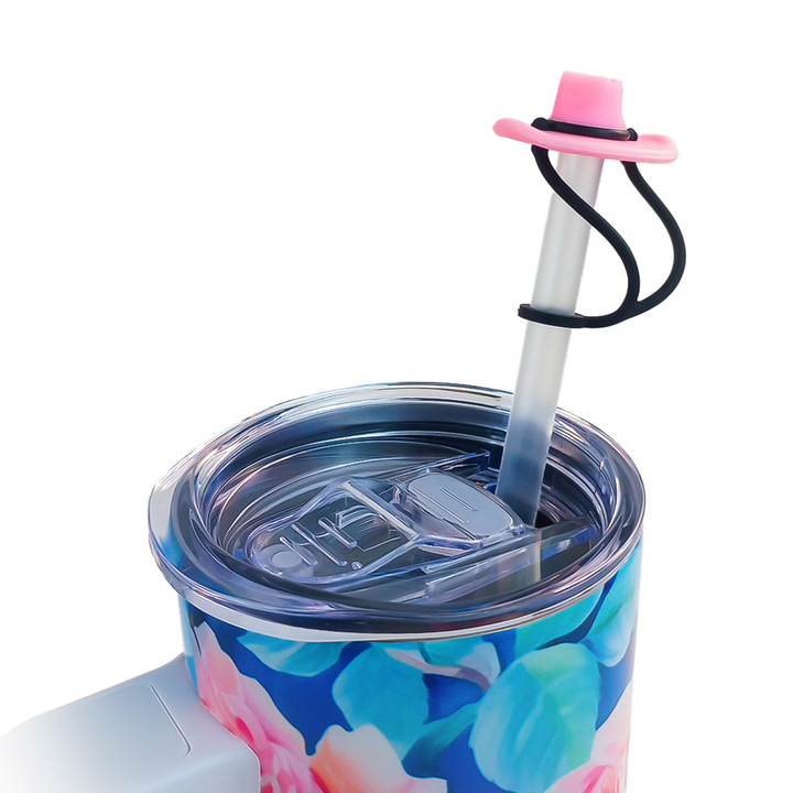 Silicone Straw Topper - 12 Pack - side view | drinkware straw accessory