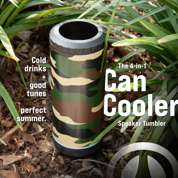 4 in 1 Speaker Can Cooler - Camo