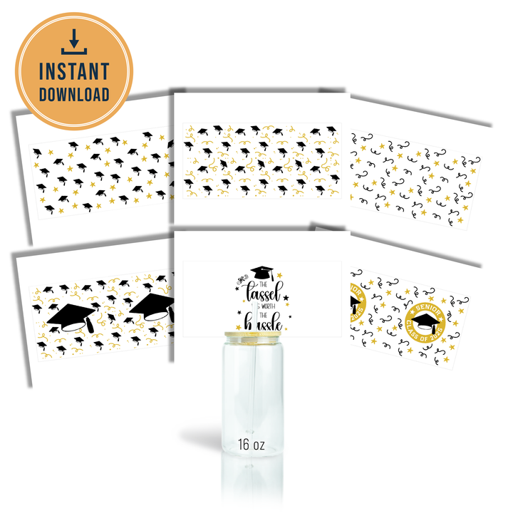 Digital Sublimation Designs - Graduation Glass Can Wrap