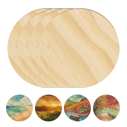 SUBLIMATABLE WOODEN COASTER SET (4 PACK)