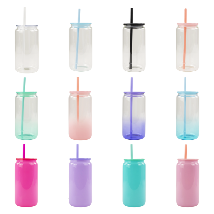 16oz Sublimation Blank Glass Cans Small Case Bundle - 12 Pack