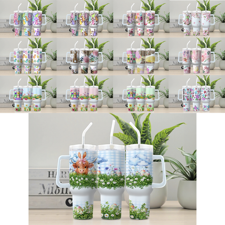 Digital Sublimation Designs - Easter — 40oz Traveler — 3D Happy Easter 1