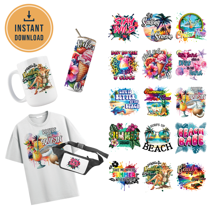 Multi Product Use - Digital Sublimation Designs - Vibrant Beach