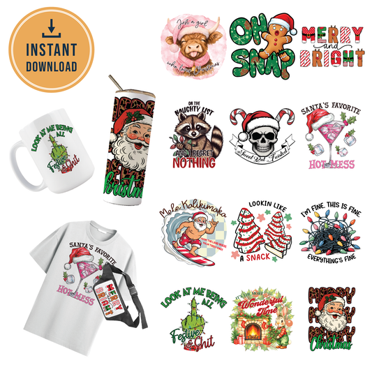 MULTI PRODUCT USE - DIGITAL SUBLIMATION DESIGNS - MERRY CHRISTMAS