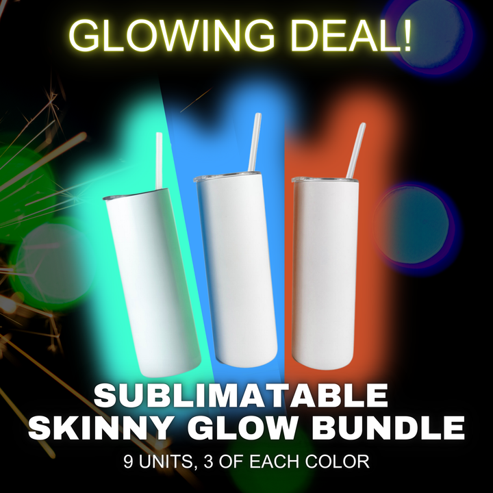 20oz Sublimation Blank Skinny Glow Bundle (9 Units)