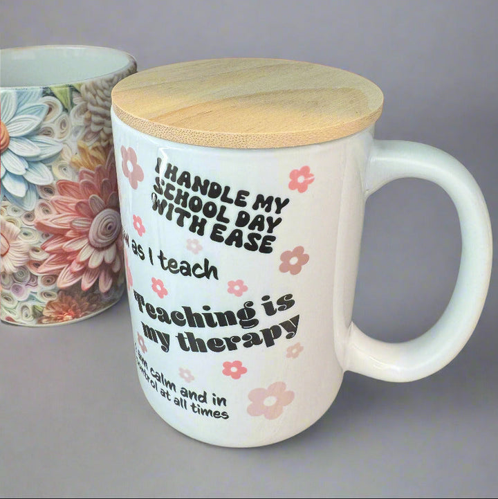 Sublimatable Bamboo Lid for 15oz Ceramic Mug - alternate angle | replacement tumbler lid