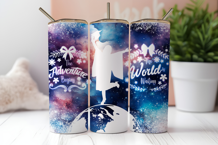 Digital Sublimation Designs - Graduation Tumbler Wraps — 20oz Skinny — Galaxy Star Sparkle