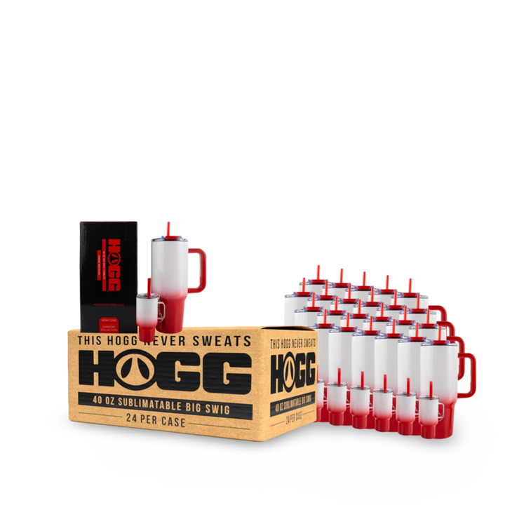 40oz Sublimatable Big Swig Tumbler Case (24 Units) - Game Day Collection | Ombre Red Rush