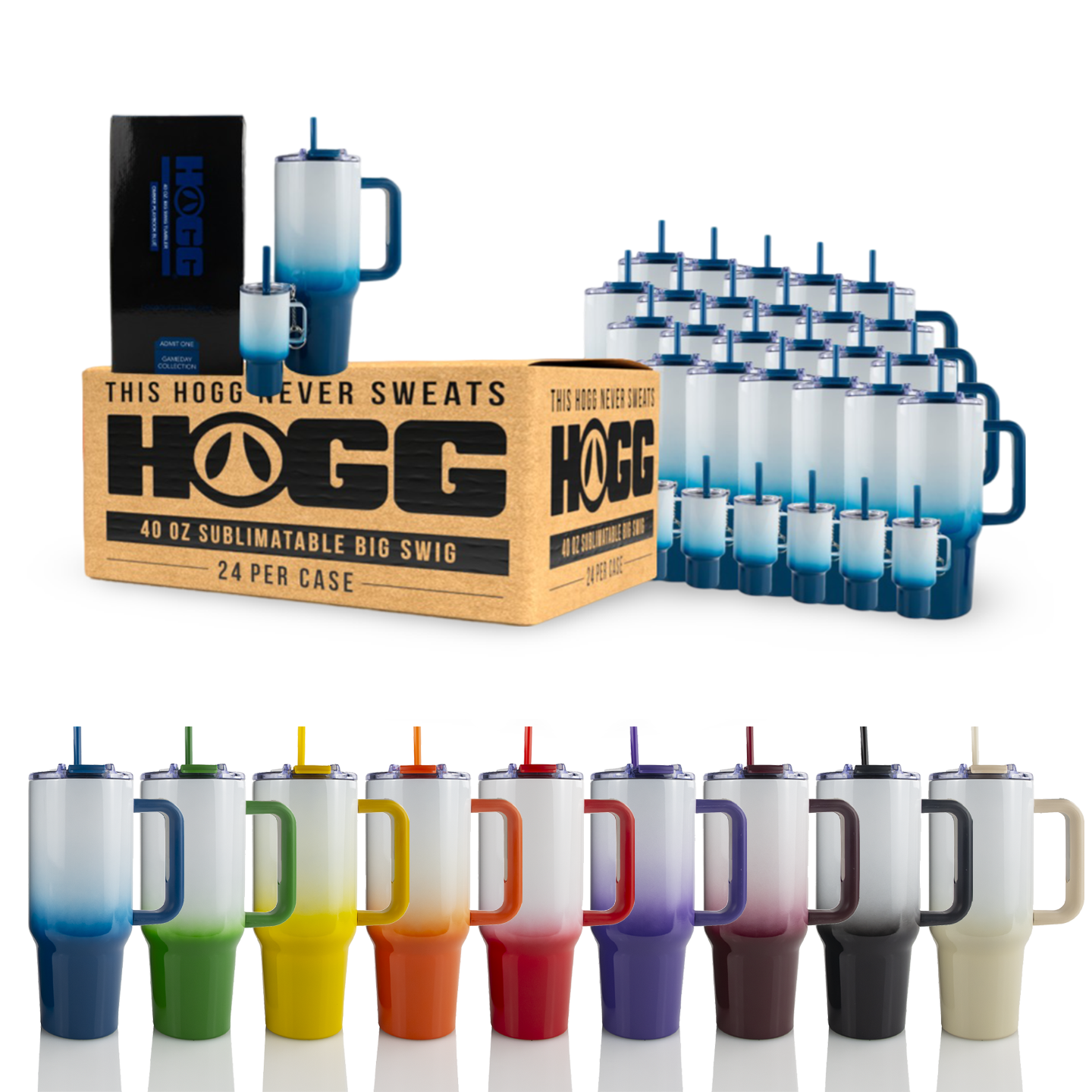 40oz SUBLIMATABLE BIG SWIG TUMBLER CASE (24 UNITS) - GAME DAY COLLECTION SET