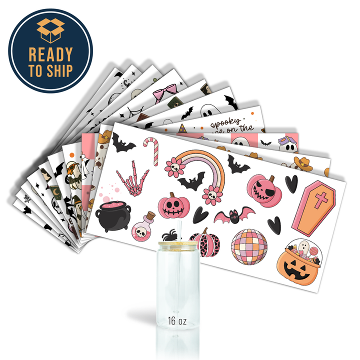 Assorted Ready to Press Sublimation - Spooky Glass Can Wraps