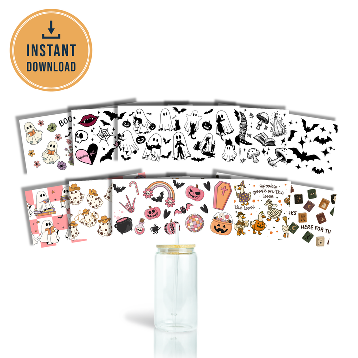 Digital Sublimation Designs - Spooky Glass Can Wraps