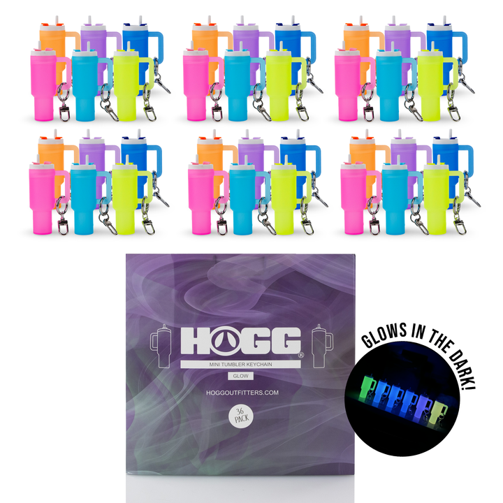 Mini Tumbler Chapstick Holder + Keychain — 36 Pack Glow 6 Of Each Glow Color