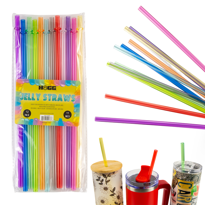 Jelly Straws - 11" (12 Pack) - drinkware straw accessory for tumbler businesses and personalized drinkware
