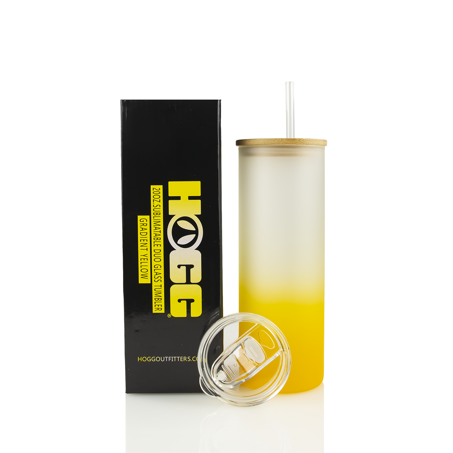 ***LIQUIDATION*** GOBELET SKINNY DUO EN VERRE DÉGRADÉ SUBLIMATABLE DE 20 oz - JAUNE 