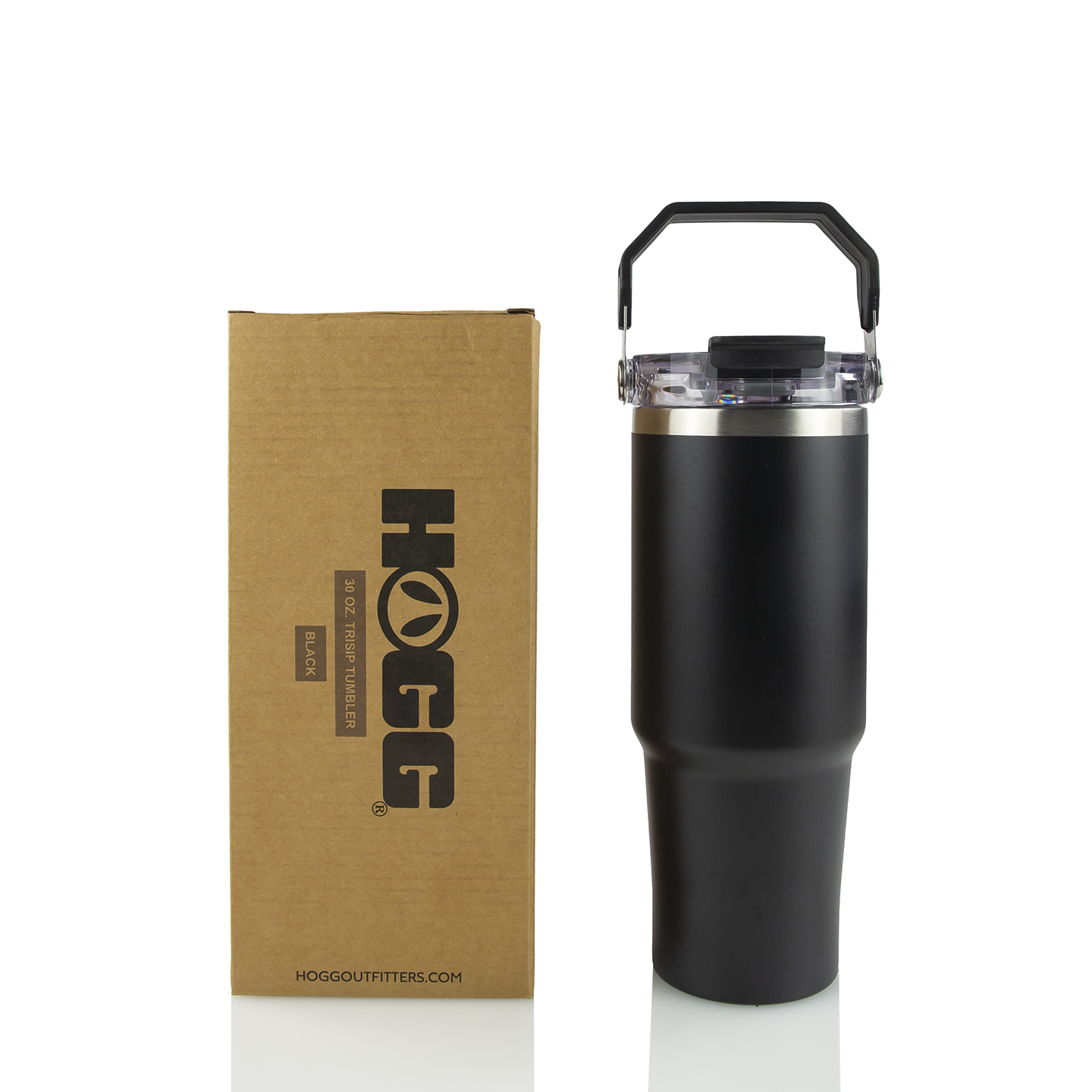 30oz POWDER COATED TRI-SIP TUMBLER - BLACK