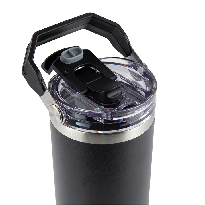 30oz Powder Coated Tri-Sip Tumbler – Black