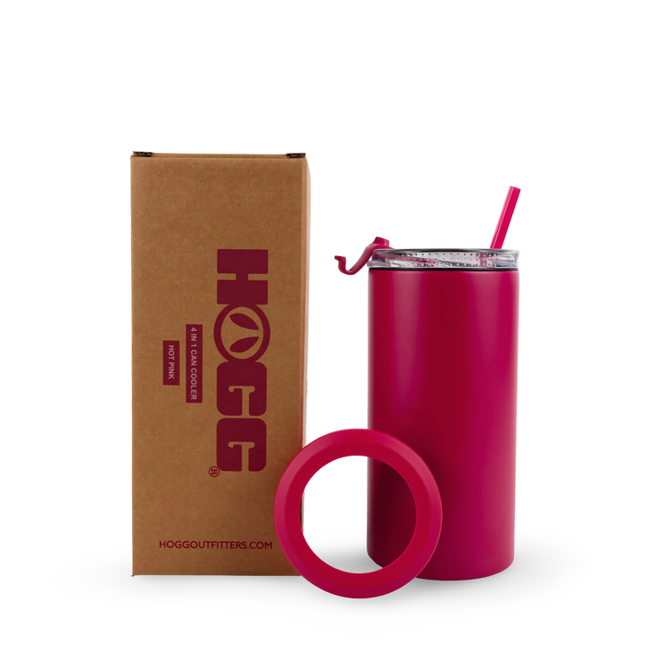 4 in 1 Powder Coated Can Cooler — Hot Pink