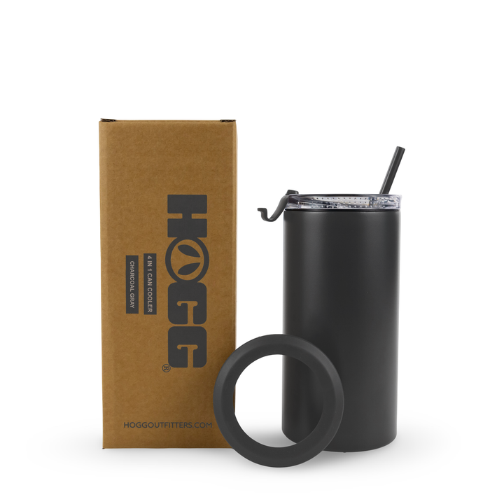 4 in 1 Powder Coated Can Cooler — Charcoal Gray