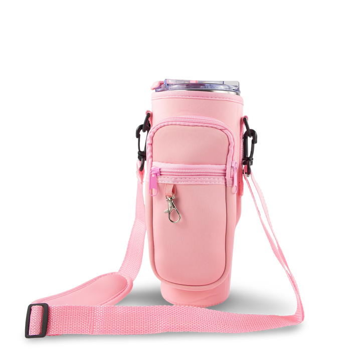 40oz Portable Tumbler Sleeve Bag w/ Strap & Hook - top view | tumbler handle accessory