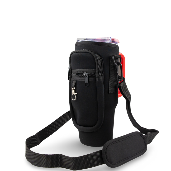 40oz Portable Tumbler Sleeve Bag w/ Strap & Hook - lifestyle view | tumbler handle accessory