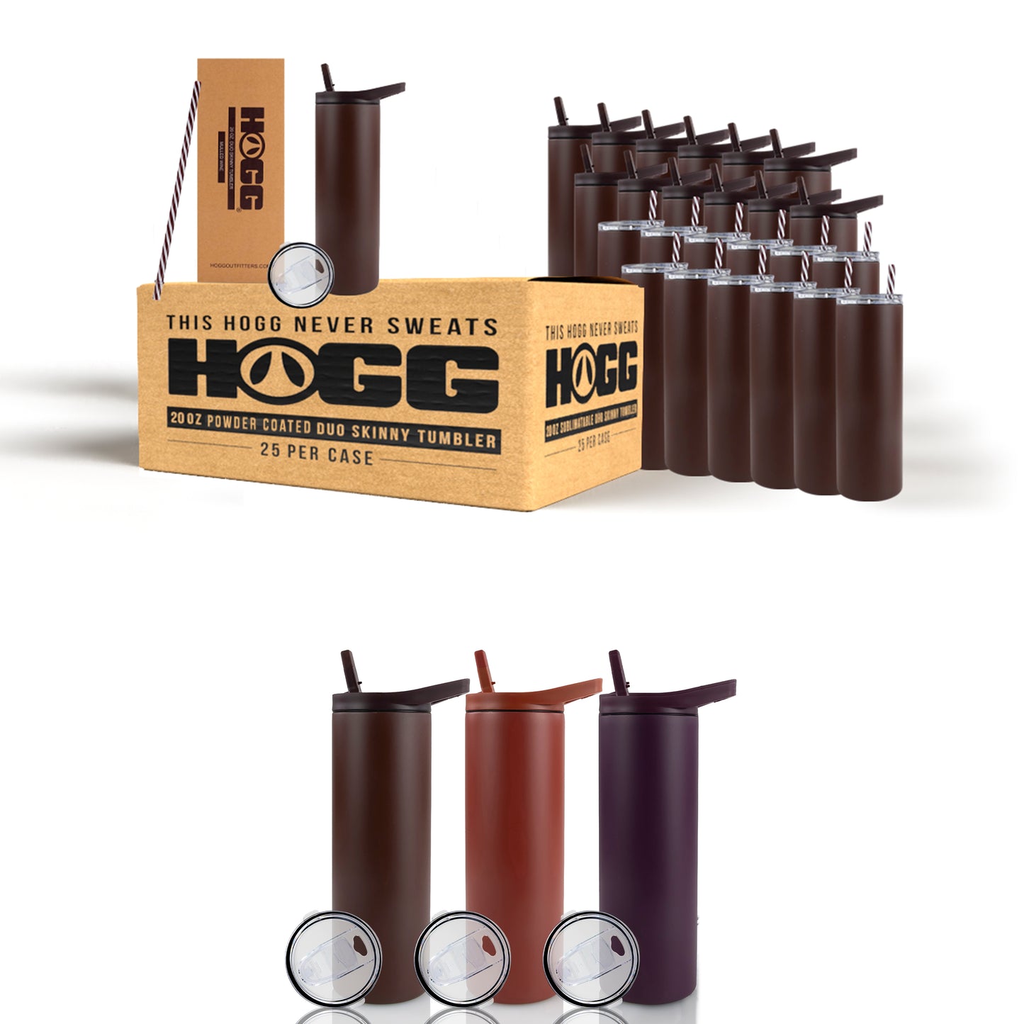 20oz Powder-Coated Duo Skinny Tumbler Case (25 Units)
