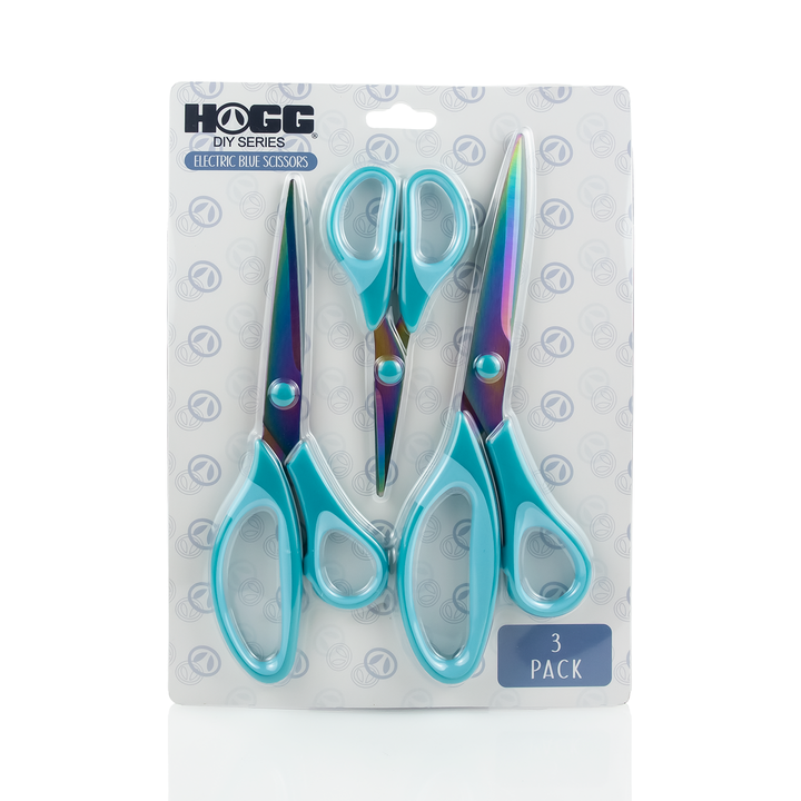 Electric Blue Crafting Scissors (3 Pack) - tumbler crafting tool for tumbler makers and sublimation businesses