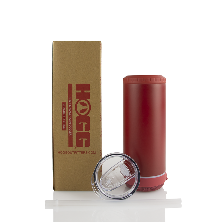 4 in 1 Powder Coated Can Cooler Speaker Case (25 Units) — Cranberry Spice