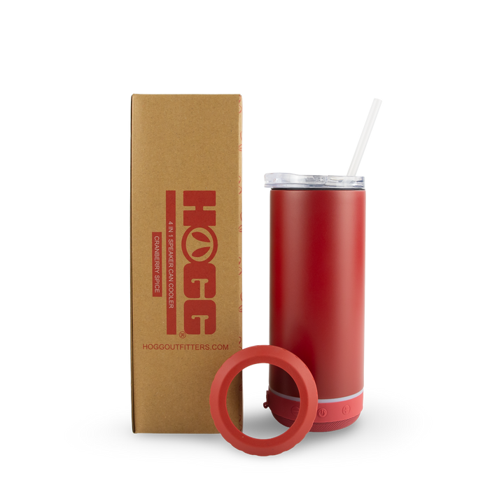 4 in 1 Powder Coated Can Cooler Speaker Case (25 Units) — Cranberry Spice
