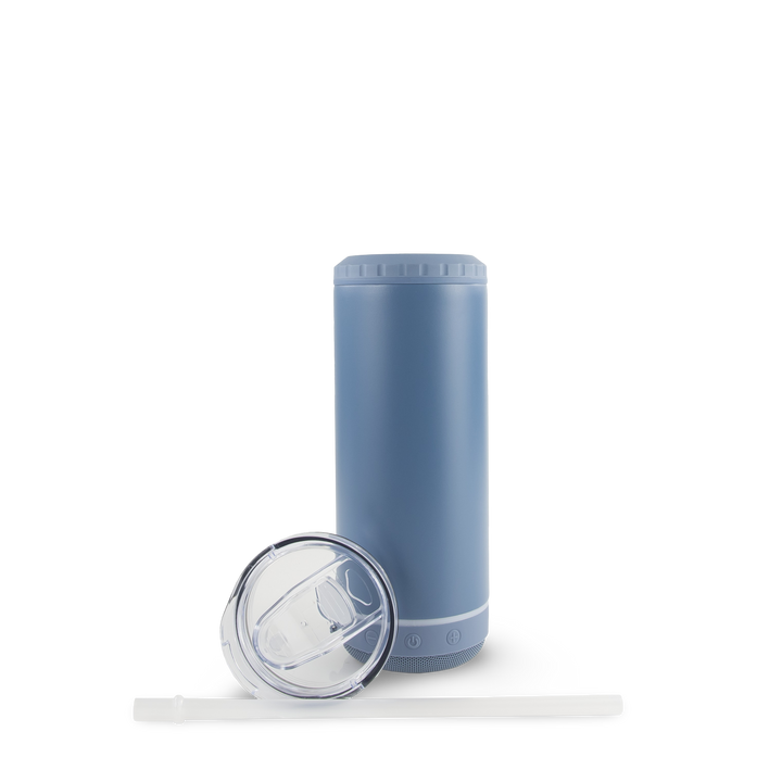 4 in 1 Powder Coated Can Cooler Speaker Case (25 Units) — Winter Sky