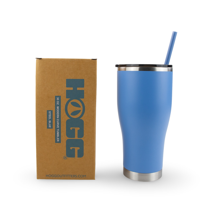 30oz Powder Coated Modern Curve Tumbler — Steel Blue