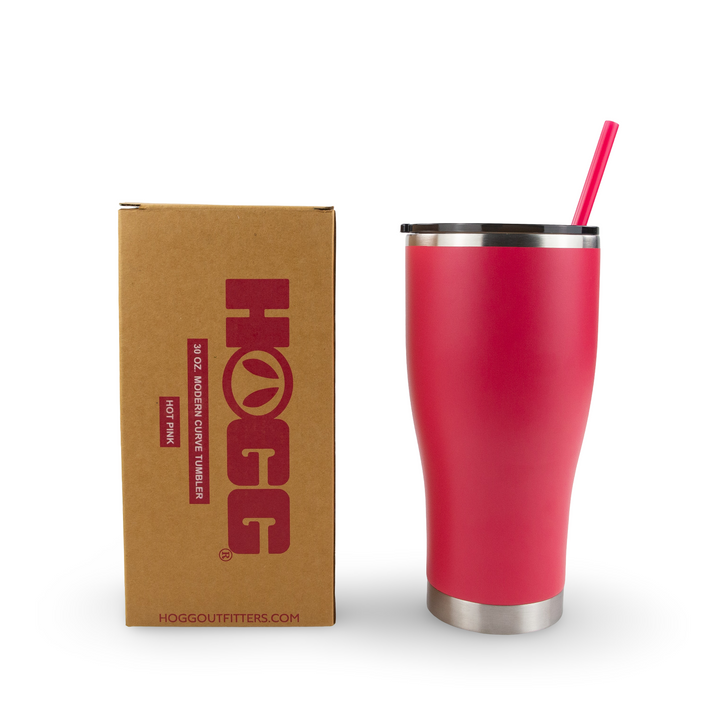 30oz Powder Coated Modern Curve Tumbler — Hot Pink