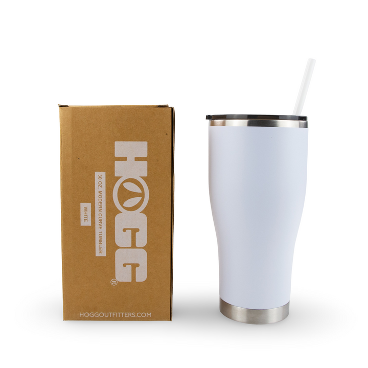 30oz Powder Coated Modern Curve Tumbler — White